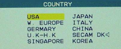 Tabulka OSD menu Country - země OSD Country USA JAPONSKO ZÁPADNÍ EVROPA ITÁLIE NĚMECKO ČÍNA VELKÁ BRITÁNIE,