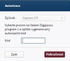 1.2.2.1 Ověřování tokenem DP 270 Digipass 270 je složitější token, který se používán pro největší zabezpečení. Pro své spuštění je oproti předchozím chráněn PIN kódem.