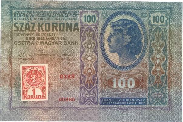 Bankovka Rakousko-uherské banky 100 K vzor