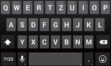 Začínáme Způsob zadávání dat v systému Android 1 6 2 3 4 5 Klepnutím na lze přepínat mezi malými a velkými písmeny.