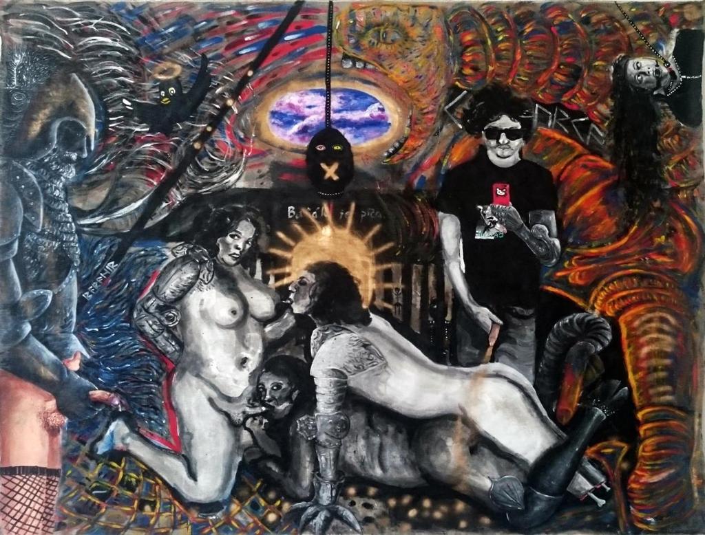 Freestyle With Filip Kůrka - Porn In Armour, akryl na plátně, 300x240cm, 2016