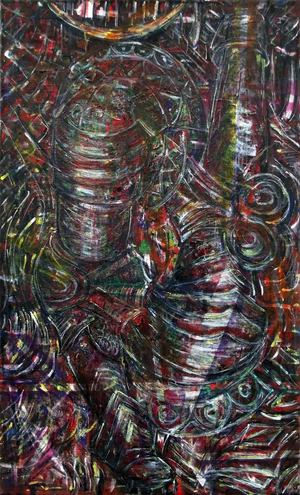 Armored Arms, kombinovaná technika na plátně, 60x100cm,