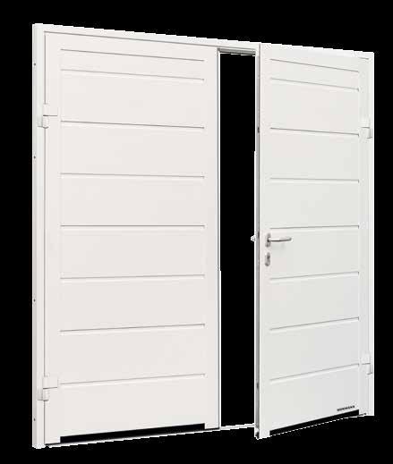 Garážové dveře Kvalita Hörmann ve dvou provedeních NT60-2 Solidní Standardní výbava dvoukřídlé garážové dveře pro montáž v otvoru Rám dveřního křídla a zárubeň hliníkové profily, hloubka 60 mm Výplň