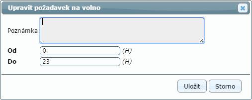 Pro vytvoření nového nebo úpravu existujícího požadavku na volno vyberte buňku na řádku s požadavky u příslušného zaměstnance (lze použít i buňku na řádku se směnami) a klikněte na tlačítko Upravit