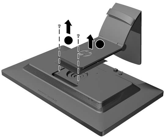 Odpojte a odstraňte signálové, napájecí a USB kabely z monitoru. 2. Položte monitor displejem dolů na rovný povrch, pokrytý čistou, suchou látkou. 3.