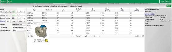 116 yselinovzdorné ventilátory COLASIT Návrh ventilátorů provádíme pomocí