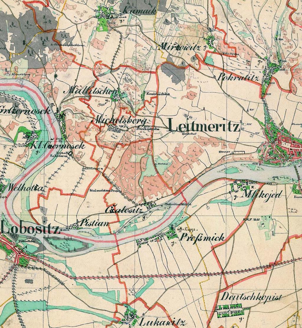 5 Mapa kultur stabilního katastru 1 : 36 000 Mapa kultur zachycuje plošný rozsah jednotlivých kultur (role, pastviny, louky, zahrady, lesy, vinice, chmelnice) v Čechách v rozpětí let 1837-1844.