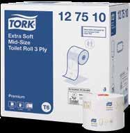 Tork Mid-Size extra jemný 3-vrstvý toaletní papír Bílá celulóza, 3 vrstvy, 70 metrů, Premium
