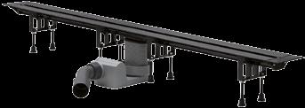 PODLAHOVÉ ŽLABY PODLAHOVÉ ŽLABY SPRCHOVÝ ŽLAB ADVANTIX VARIO atraktivní, decentní design variabilní montážní výška 95 až 150 mm plynule nastavitelná délka od