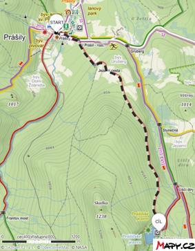 dvě možnosti, jak se k jezeru dostat. Záleží, zda cestu dlouhou cca 4,5 km půjdete s kočárkem, nebo dítě ponesete v nosítku či krosně. Obě trasy jsou z centra obce společné až k rozcestníku U Prášil.