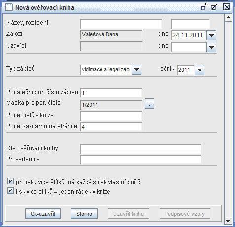 12 Obsluha ve formuláři: doplní název knihy, může doplnit rozlišení (A, B, C... či 1, 2, 3 apod.