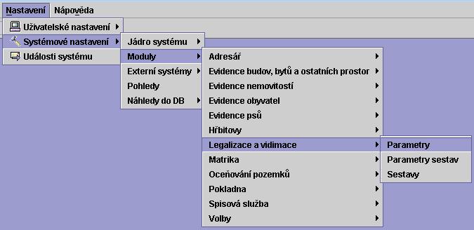 6 4 a legalizace - parametry Parametry slouží k přístupu do modulu (= seznam matrikářů) a k doplnění textů, které se používají v csv pro tisky doložek a štítků.