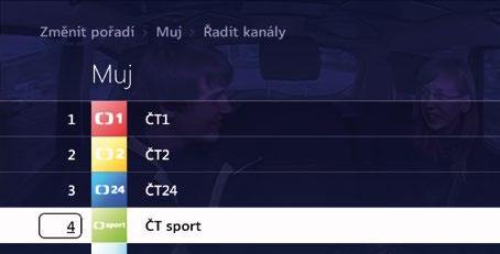 Pokud chcete nějaký kanál odebrat, takto označený kanál odeberte opět stisknutím tlačítka OK. Výběr kanálů potvrdíte červeným tlačítkem na vašem ovladači (vlevo dole).