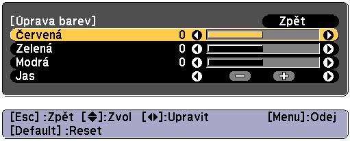 Funkce vícenásobná projekce 110 c Zobrzí se oblsti, které se mjí shodovt s nstvením Horní okrj/ Dolní okrj/prvý okrj/levý okrj. Vyberte oblst, kterou chcete nstvit, potom stiskněte tlčítko [ ].