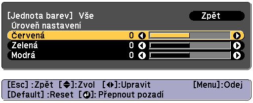 Úroveň nstvení: K dispozici je osm úrovní od bílé, přes šedou ž po černou. Můžete nstvit jednotlivé úrovně individuálně. Spustit úprvy: Spustí provádění úprv jednoty brev.