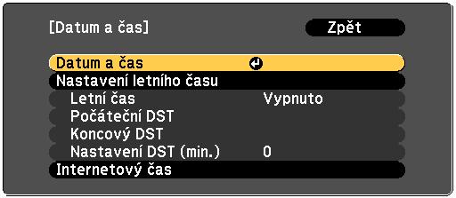 Instlce projektoru 41 Nstvení čsu Je možné nstvit čs projektoru. Nstvený čs slouží pro funkci plánu. s "Funkce plánování" s.