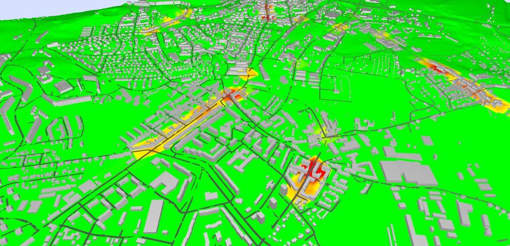 Obr. 2 Příklad zobrazení hot spots v semaforovém zobrazení ve 3D pohledu