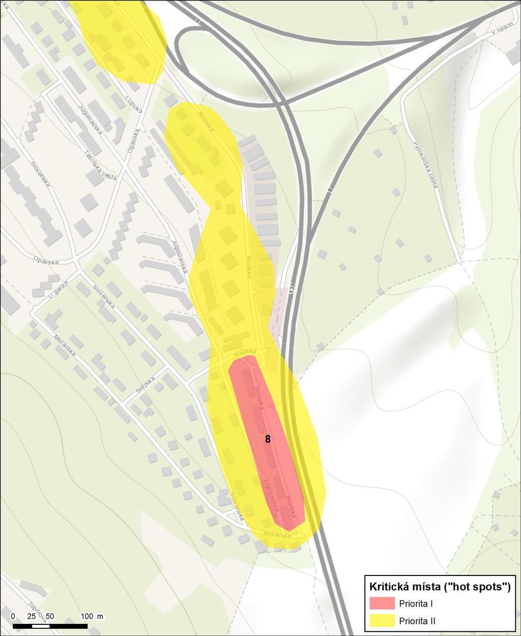 Obr. 14 Situace hot spots v Teplicích ulice