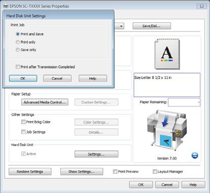 Ukládání a opětovný tisk díky volitelnému pevnému disku A Jakmile vytvoříte data, klepněte na položku Print (Tisk) v menu File (Soubor).
