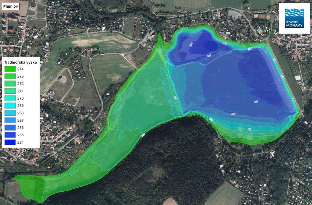 hráz navýšena: 5 m->17 m Zlechovský rybník