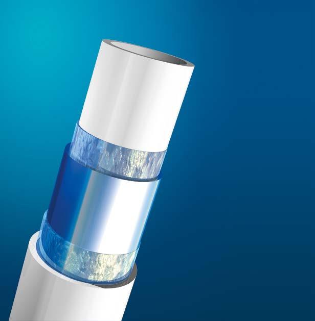 Vícersté potrubí PE-Xc/Al/PE-HD Vícersté trubky jsou složeny ze 3 rste: z nitřní rsty tořené síťoaným polyethylenem (PE-Xc), natupo sařeného hliníkoého pláště a nější ochranné rsty z polyethylenu