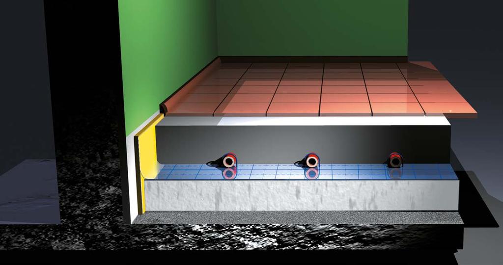 Oblasti použití Stěna Vzoroý řez podlahou Pochůzí rsta podlahy Dilatační pás min.