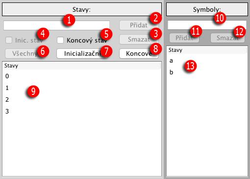 Orázek 5.3: Komponenty stvů symolů jejich popis 5.1.3 Trnsitivní funkce Komponent trnsitivních funkcí nízí možnost přidávt jednotlivé trnsitivní funkce.