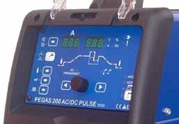 INVERTORY AC/DC PEGAS 200 AC/DC PULSE OVO PEGAS 200 AC/DC PULSE PFC Svařovací invertor pro svařování hliníku, nerezi a uhlíkatých ocelí metodami TIG AC/DC a MMA AC/DC Stroj PEGAS AC/DC je určen pro