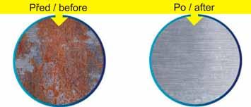 Na díly z nerezové oceli, které mají být ošetřeny použijeme ubrousek DEOX a během několika sekund oxidace z povrchu nerezové