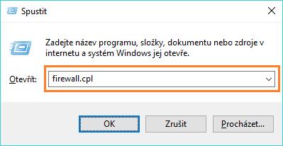 : níže uvedený postup platí pouze v případě, kdy na hlavním počítači používáte interní firewall Windows.