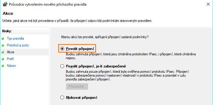 aktivujte volbu [Povolit připojení] a pokračujte tlačítkem [Další]. 9.