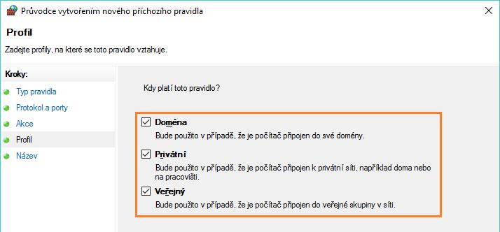 10. Do políčka Název napište např. SQL Server TCP a pravidlo uložte tlačítkem [Dokončit] 11.