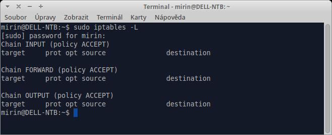 6 Návrh optimalizace nasazení firewall na GNU/Linux Výchozí nastavení firewallu v jedné z nejrozšířenějších distribucí linuxového operačního systému Ubuntu je znázorněno na obrázku 24.