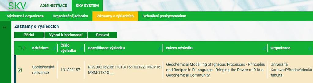 O brázek 16 - Smazání záznamu o výsledku Počet výsledků, které je