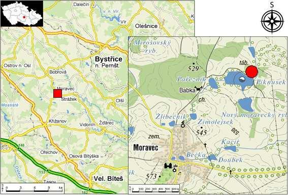 2. CHARAKTERISTIKA ZÁJMOVÉHO ÚZEMÍ 2.1. Geografie území Obec Moravec leží na Českomoravské vrchovině přibližně 15 km jz.
