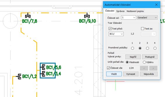 Novinky pro CADKON TZB Nová funkce pro automatické číslování (Platí pouze pro CADKON na platformě plného AutoCADu).