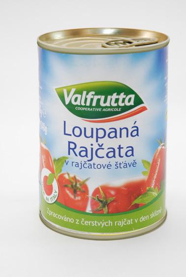 Krájená rajčata s bylinkami 400 g Valfrutta Krájená rajčata s česnekem 400 g Valfrutta Mini Cubetti jemně krájená