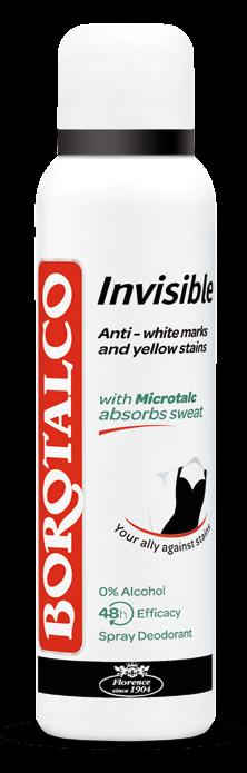 Exkluzivní složení s obsahem Microtalca efektivně absorbuje pot a denně zajišťuje příjemně suchou pokožku.