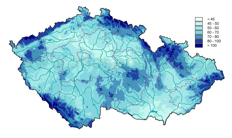 První dny se sněhovou pokrývkou se objevují v závislosti na nadmořské výšce v nížinách koncem listopadu a počátkem prosince, v horských oblastech již v říjnu někdy i koncem září.