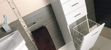 Koupelnový nábytek 51230 Skříňka vysoká se zásuvkami a prádelním košem 3 990,- Doplňkový nábytek pro řady ZOJA a KERAMIA FRESH Představené doplňkové skříňky lze kombinovat jak s řadou koupelnového