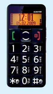 Aligator A290 Aligator A300 Aligator A400 Jednoduchý telefon, který je přizpůsoben pro uživatele se slábnoucími smysly.