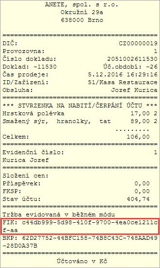 Používané názvosloví EET elektronická evidence tržeb FIK fiskální identifikační kód, vytiskne se na účtence podléhající EET v případě, kdy je dostupný server EET Ministerstva financí PKP podpisový