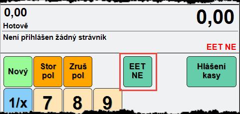 Pokud se provozovatel rozhodne o volitelném odesílání, systém KREDIT umožňuje obsluze kasy rozhodnout, zda namarkovaná účtenka bude odeslána do EET, nebo ne. K tomu je určeno tlačítko EET ANO/NE.