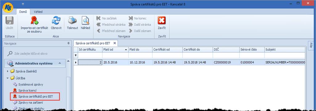 Sloupec Elektronická účtenka je použit pro rozlišení klientů, kteří nedostávají tištěné účtenky, ale účtenky elektronické.