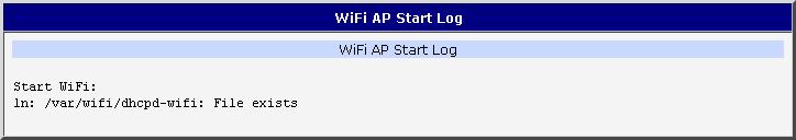 4.1.4. Start Log V případě problémů se startem WiFi AP lze vyvolat Start Log v sekci Status.