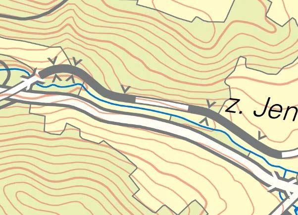 119 Situace v datovém modelu Řešení na mapě 1 : 50 000 Členitý liniový prvek