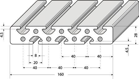 skříňové rozvaděčové systémy nebo jako rozhraní mezi řadami 5 a 8. Vhodné systémové konstrukční díly viz příslušenství řady 8, příp. řady 5.