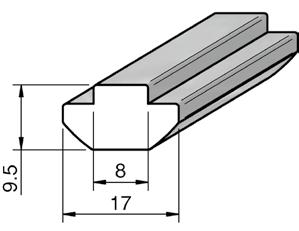 Profilová řada 8 Profilová tyč ST s můstkem OBJ. Č.: PROSTS L=3000+/-20 mm m=0.53 k g/m Ocel bez povrch.
