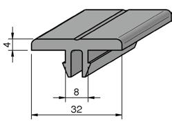 pro dveře, nebo pro stavbu pevných madel. Upevnění zatlačením do drážky profilu. Kluzná lišta 8 30 PP černá antistatická OBJ. Č.