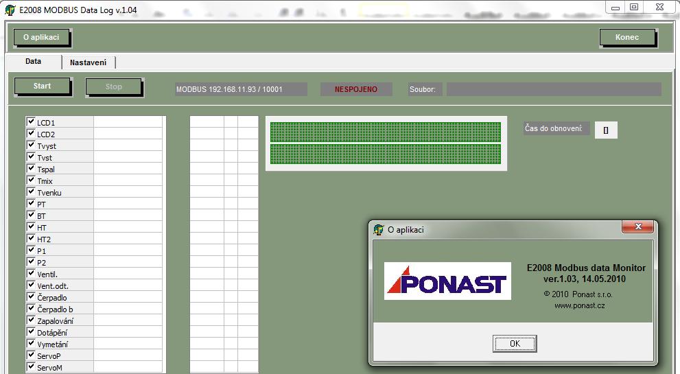 4.2. Aplikace E2008data monitor lze použít